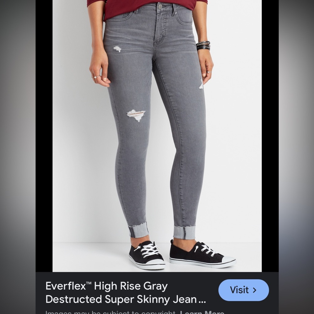 Maurices EverFlex Grey distressed high Rise Gray Jeans